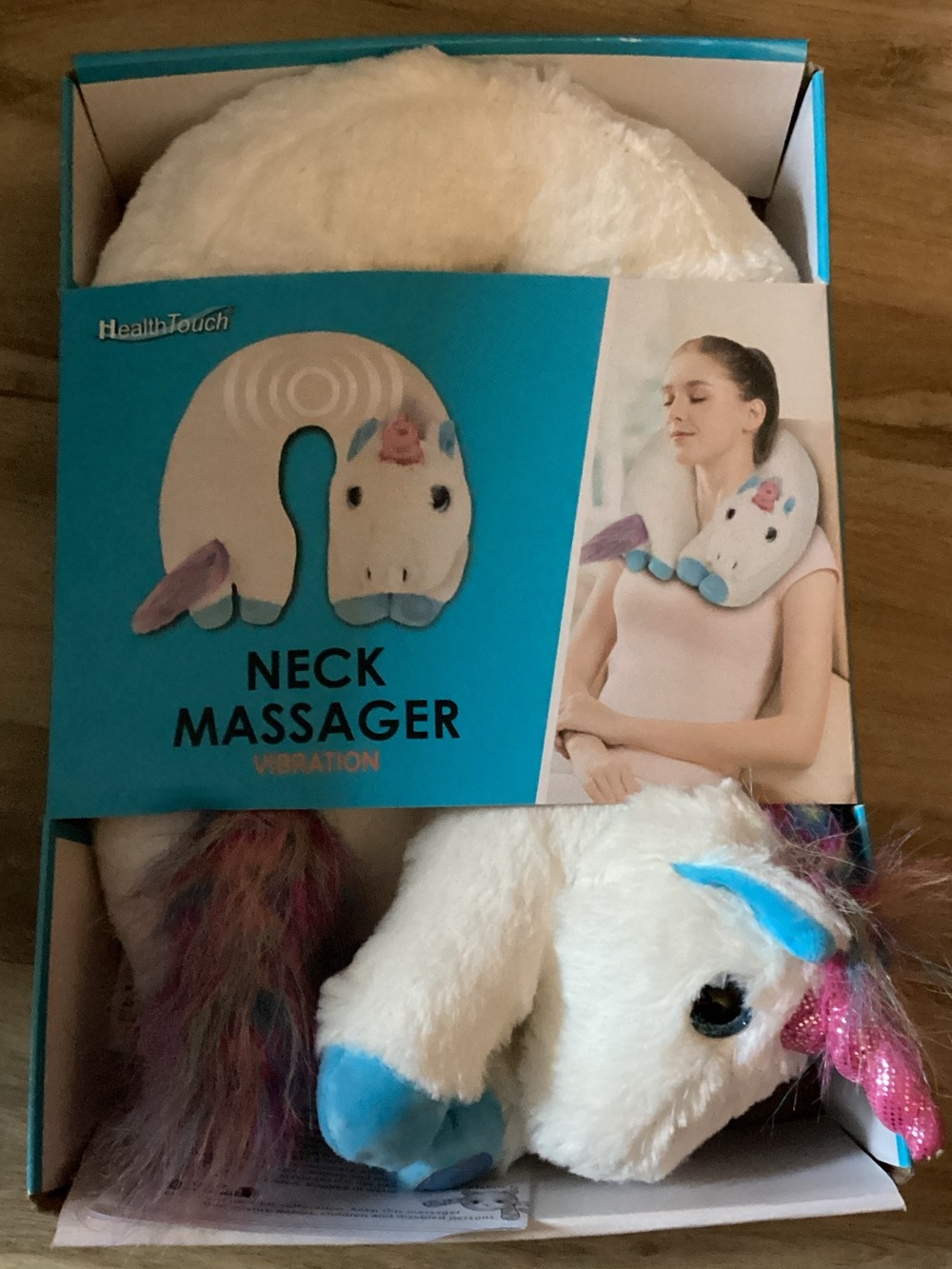 HealthTouch White Unicorn Neck Massager with Vibration